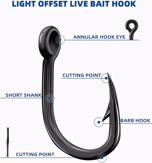 Морские крючки Cut Gorilla Big Game Крючки для живой наживки Режущая точка Рыболовные крючки Крючки из высокоуглеродистой стали Особо острые рыболовные крючки для пресной и соленой воды